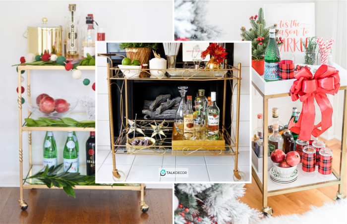 Christmas bar cart decor