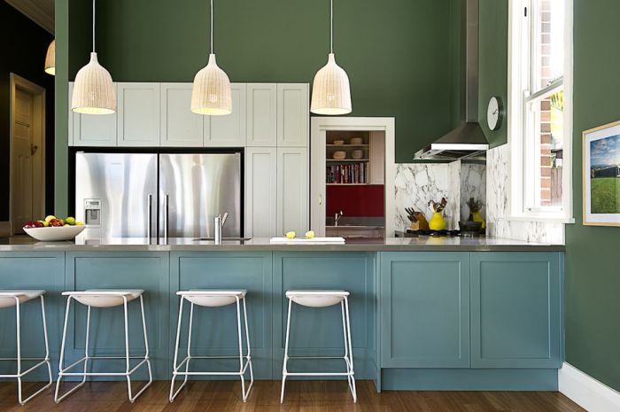 Blue gray kitchen decor