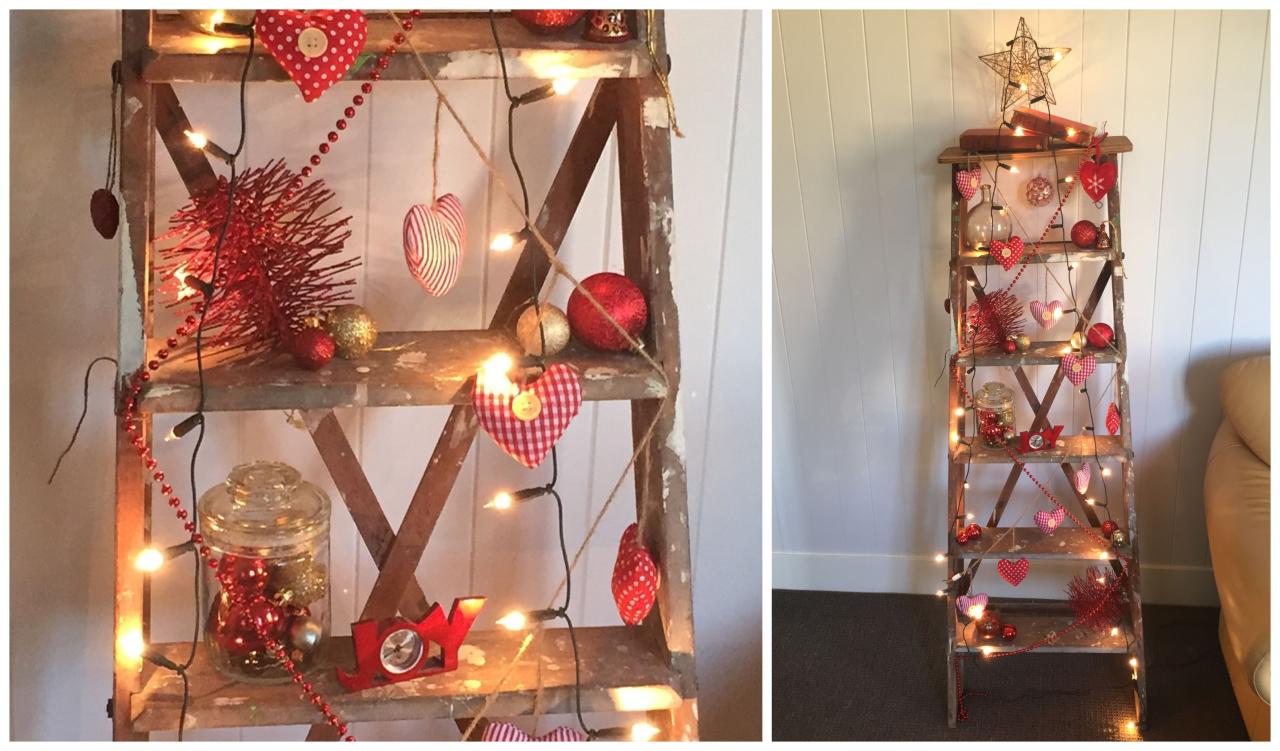 Diy woodenbranch christmas ladder