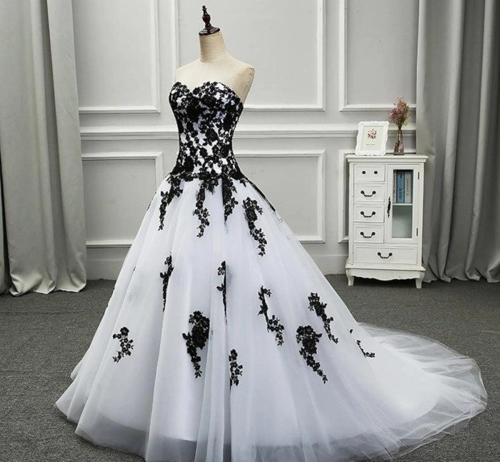 Black and White Ball Gown Wedding Dresses