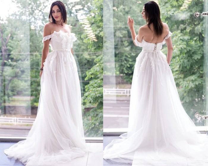 Chiffon off shoulder wedding dress