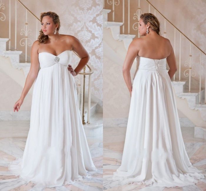 White wedding dress for plus size